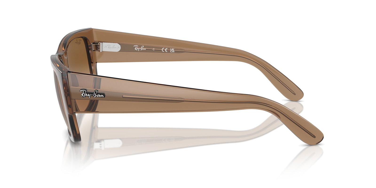 Das Bild zeigt die Sonnenbrille RB0947S 664051 von der Marke Ray-Ban in Hellbraun transparent.