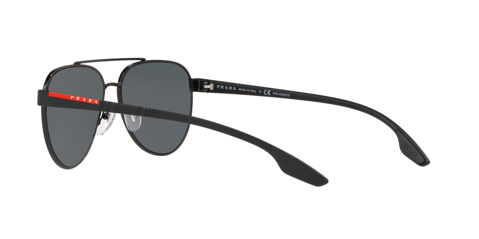 Das Bild zeigt die Pilotensonnenbrille PS 54TS 1AB5Z1 58 für Herren von der Marke Prada Linea Rossa in schwarz von rechts