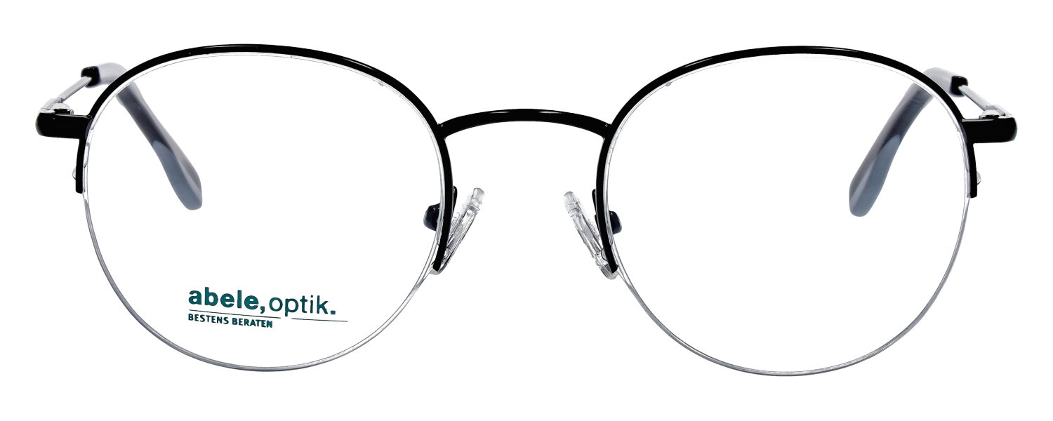 Das Bild zeigt die runde Brille 146361 für Herren von der Marke Abele Optik in schwarz von vorne