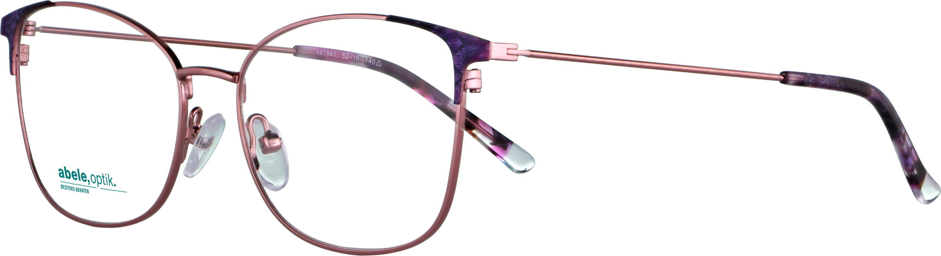 Das Bild zeigt die Korrektionsbrille 141841 von der Marke Abele Optik in rosa / lila.