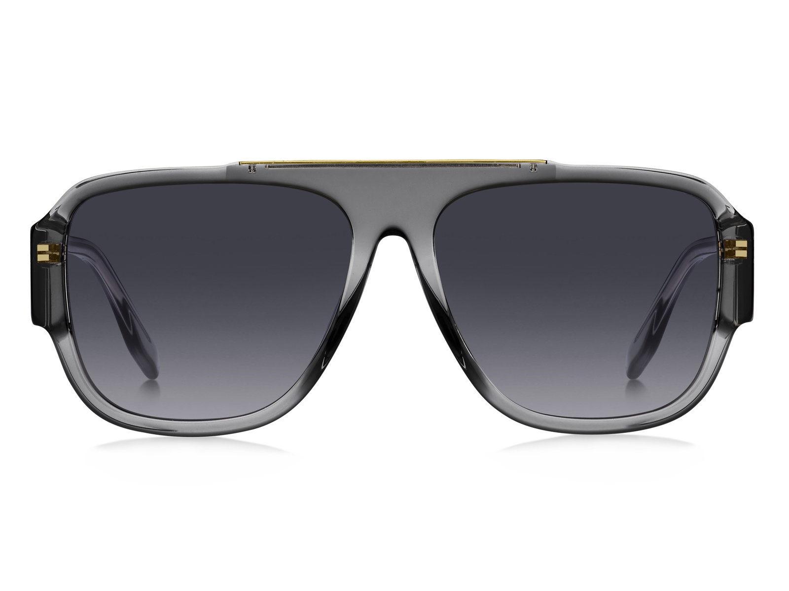 Das Bild zeigt die rechteckige Sonnenbrille Marc 756/S KB7 für Damen von der Marke Marc Jacobs in grau von vorne