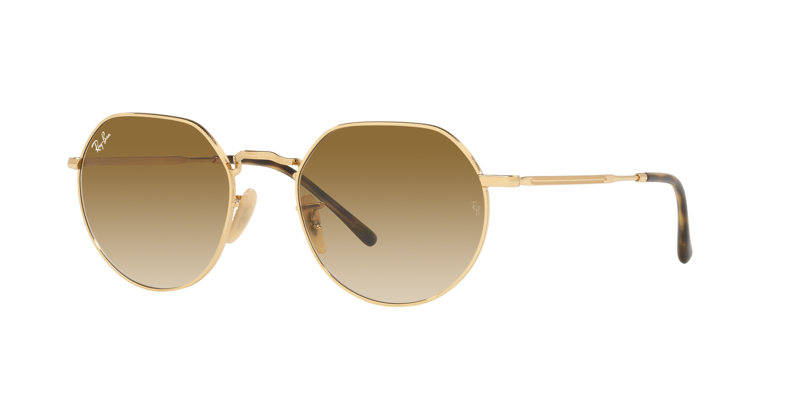 Das Bild zeigt die runde Sonnenbrille RB3565 Jack für Herren von der Marke Ray Ban in gold von vorne
