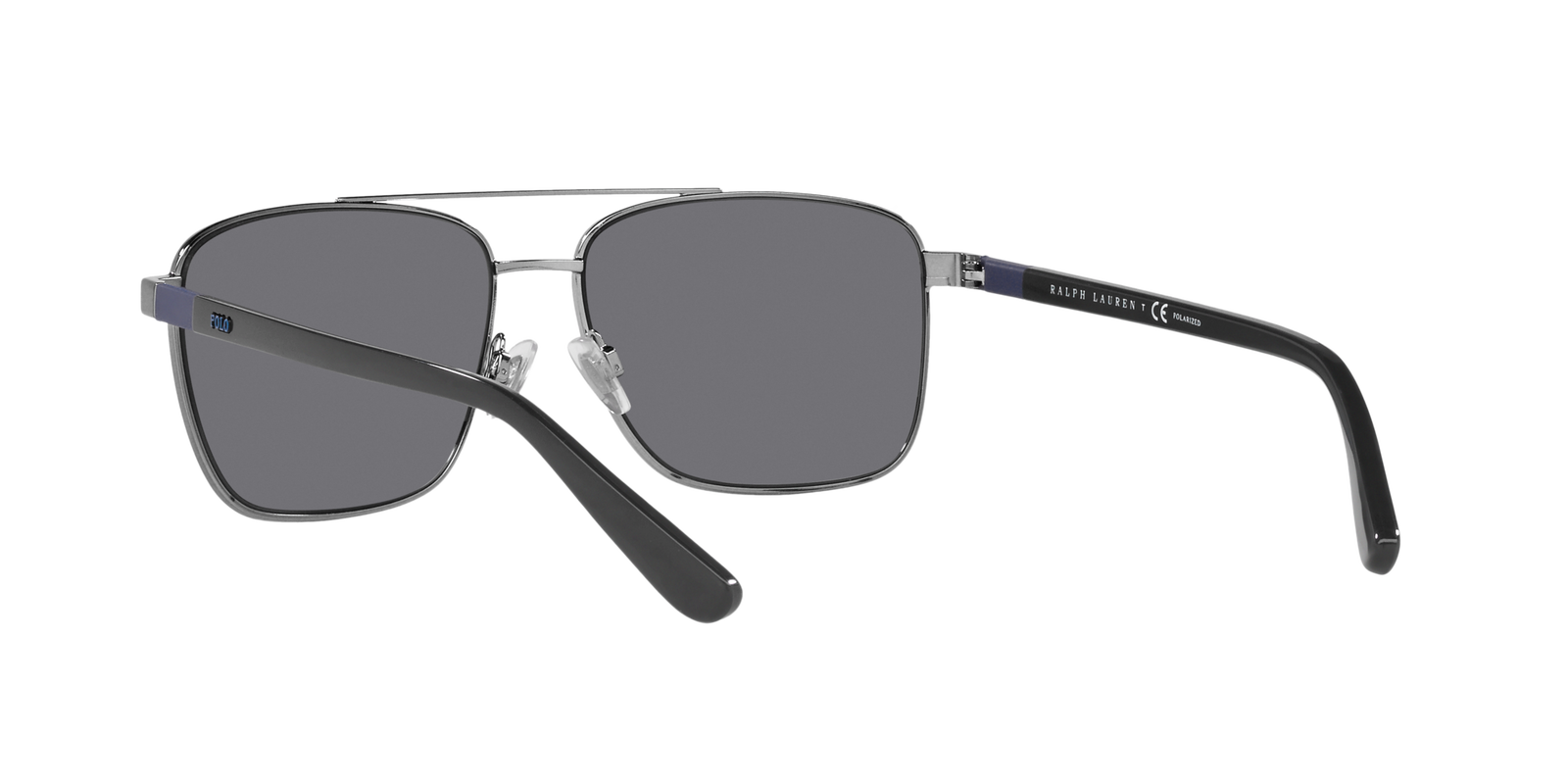 Das Bild zeigt die rechteckige Sonnenbrille PH3137 900281 für Herren von der Marke Polo Ralph Lauren in grau gunmetal von links
