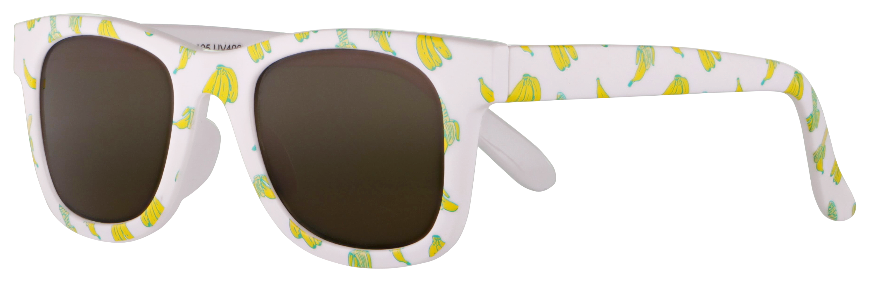 Das Bild zeigt die Sonnenbrille 718802 von der Marke Abele Optik in weiß mit Bananen.