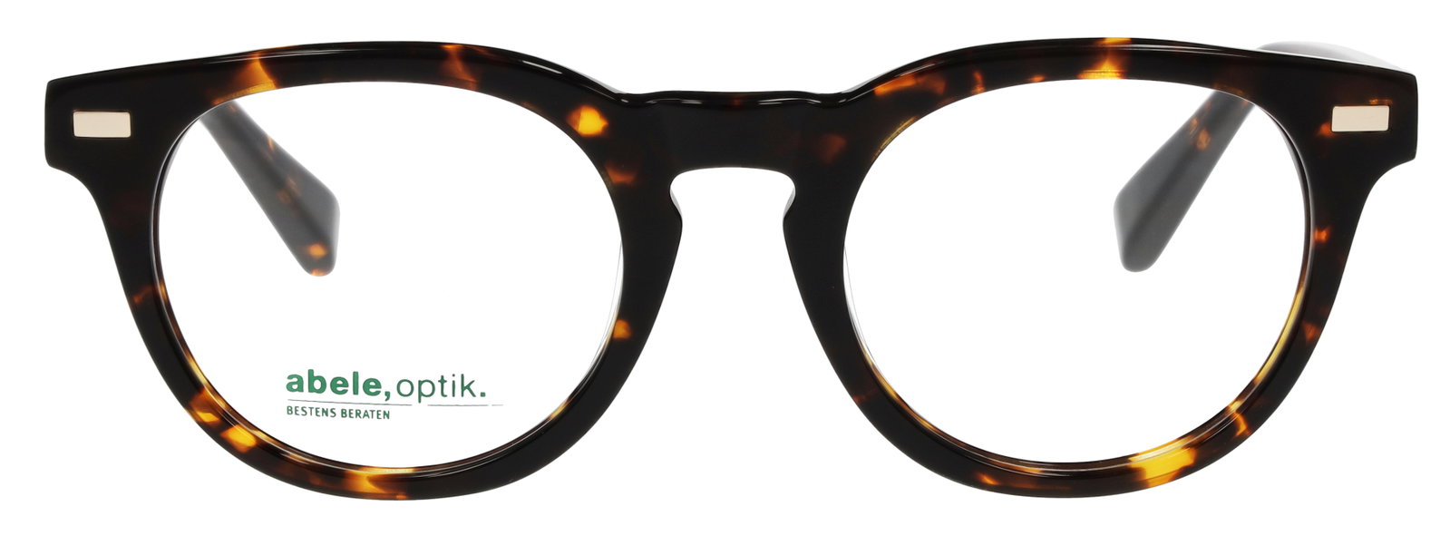 Das Bild zeigt die runde Brille 147381 für Damen von der Marke Abele Optik in braun havanna von vorne