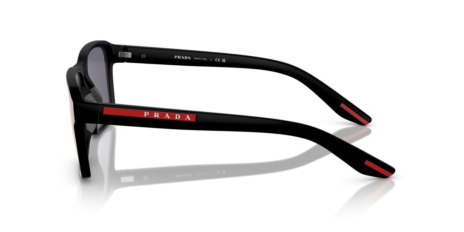 Das Bild zeigt die Sonnenbrille PS05YS 1BO10A von der Marke Prada Linea Rossa in schwarz.