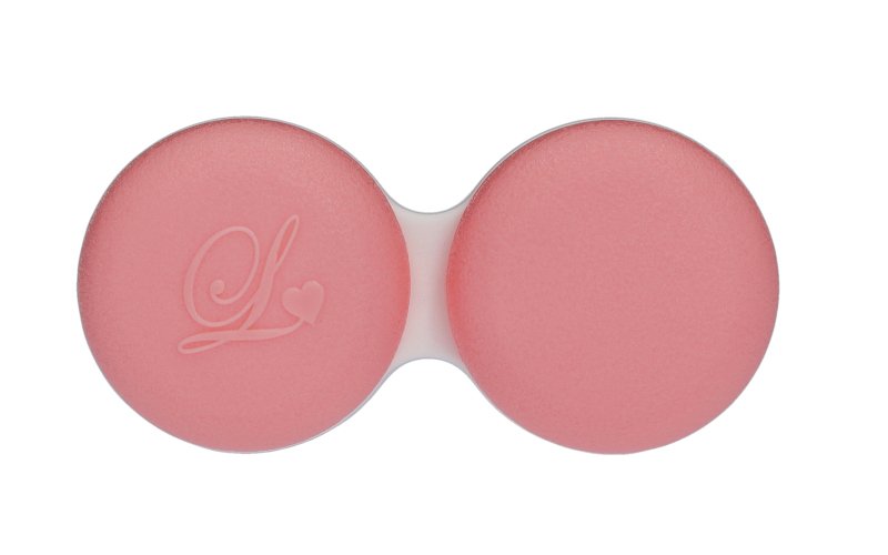 Kontaktlinsenbehälter flach in rosa / weiß