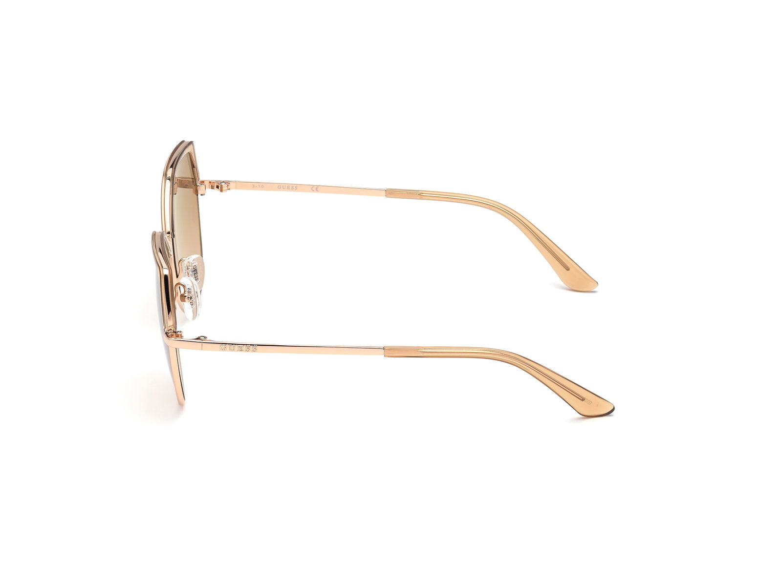 Das Bild zeigt die Sonnenbrille GU7736 von Guess in der Farbe Gold.