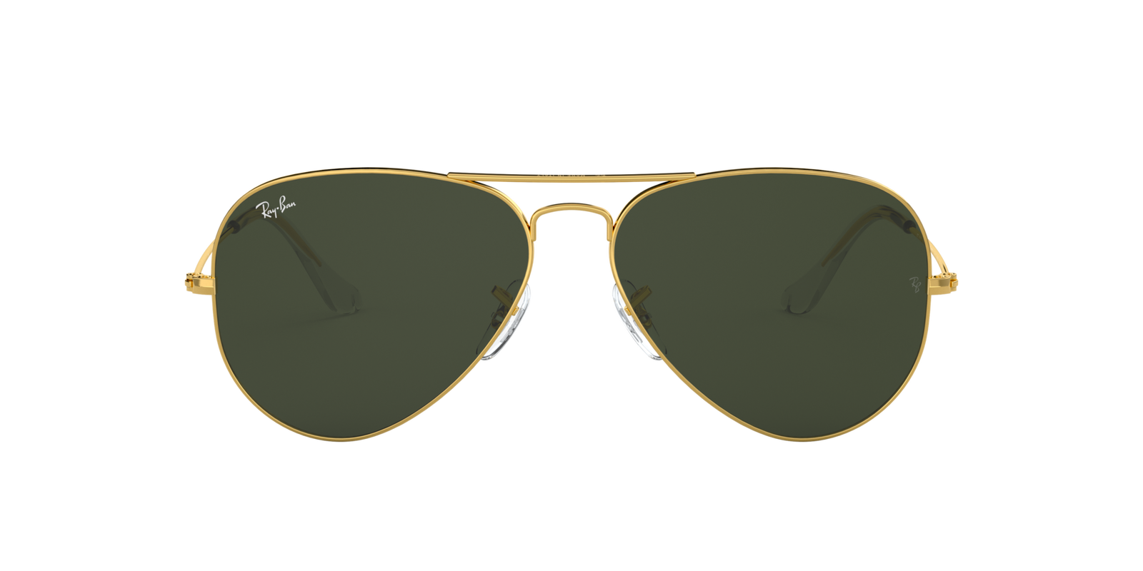 Das Bild zeigt die goldene Ray Ban Aviator von vorne.