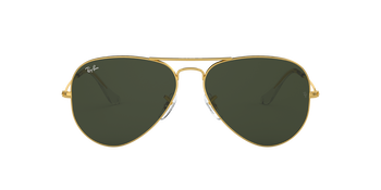 Das Bild zeigt die goldene Ray Ban Aviator von vorne.