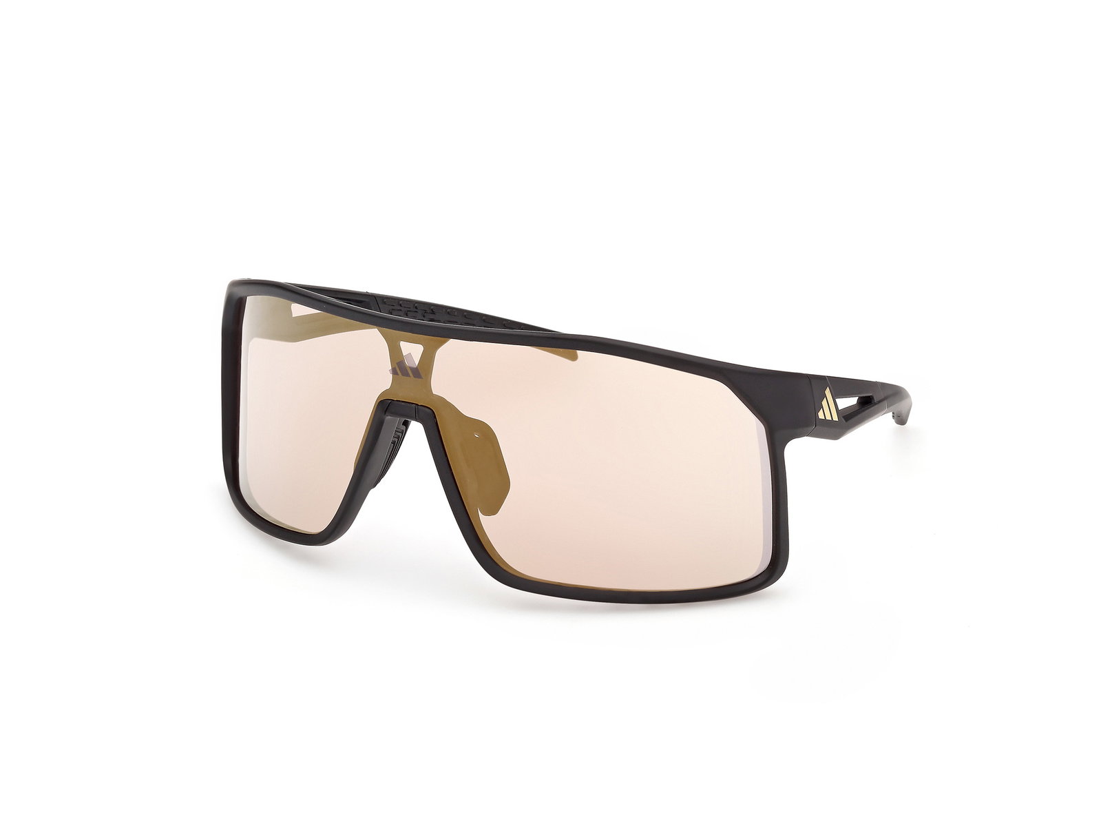 Das Bild zeigt die Adidas Sport Sonnenbrille Alkator SP0124 in schwarz leicht seitlich.