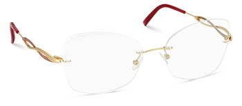 Das Bild zeigt die Korrektionsbrille 9134 von der Marke Flair in Gold/Rot.