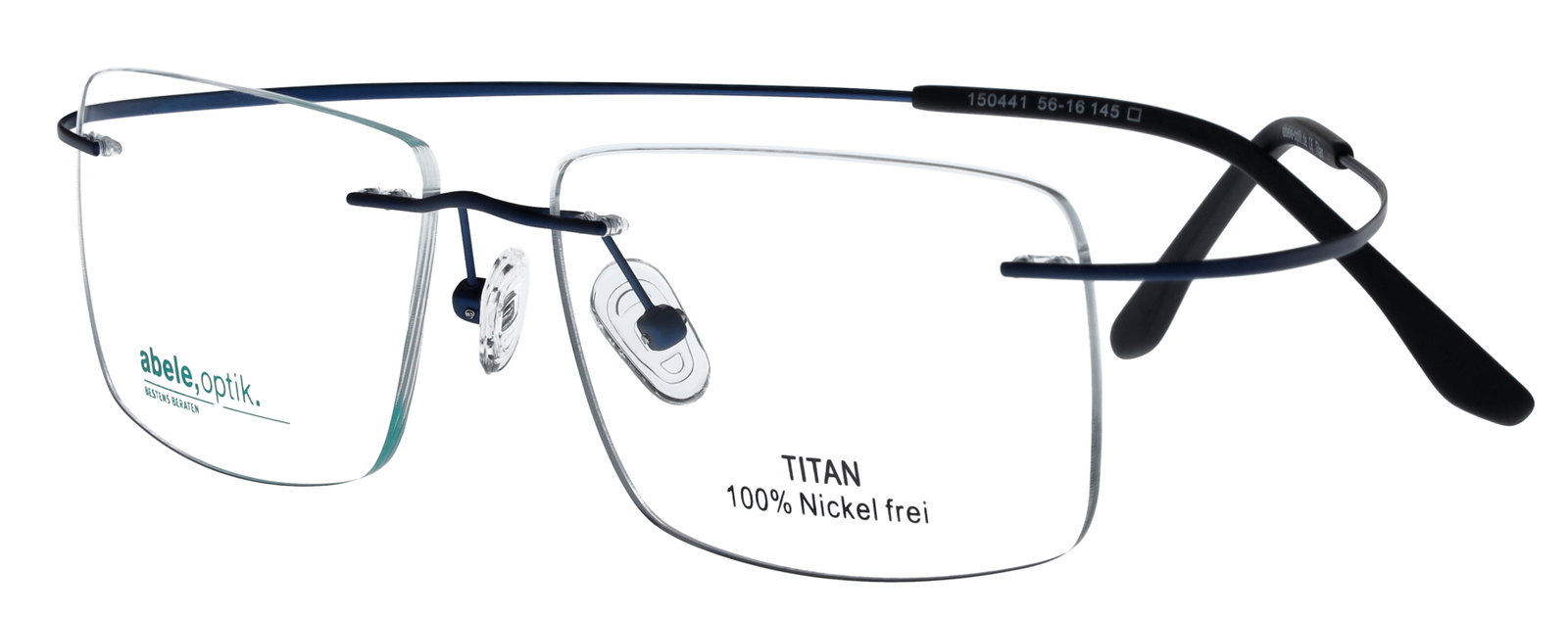 Titanbrille für Herren randlos blau matt 150441