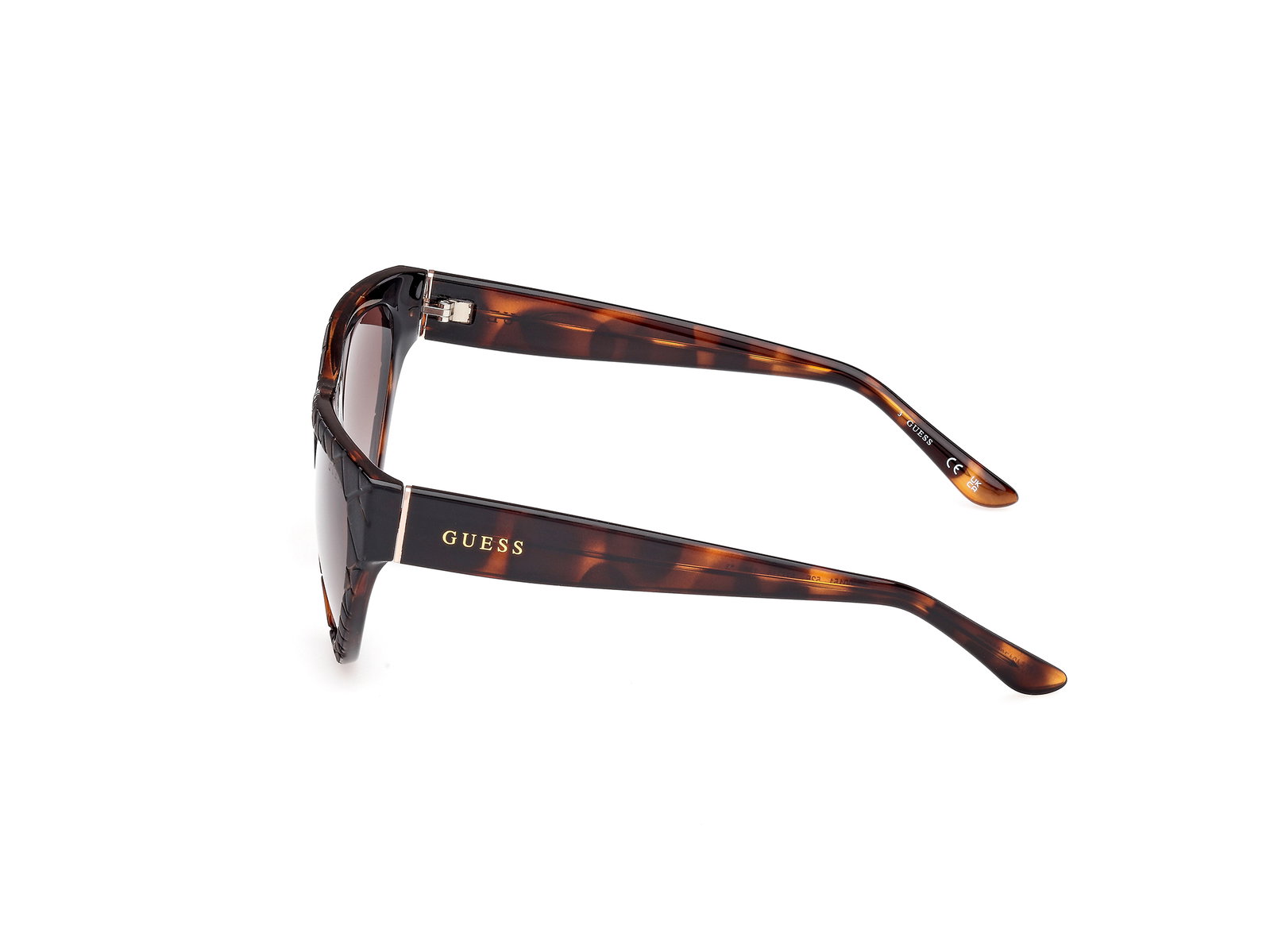 Das Bild zeigt die Sonnenbrille GU00151 52F von der Marke Guess in dunkel Havanna