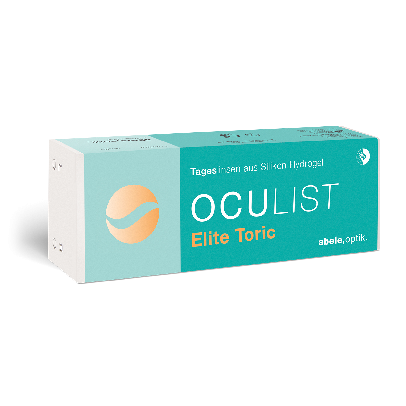 Das Bild zeigt die Verpackung der torischen Kontaktlinse Oculist Elite toric.