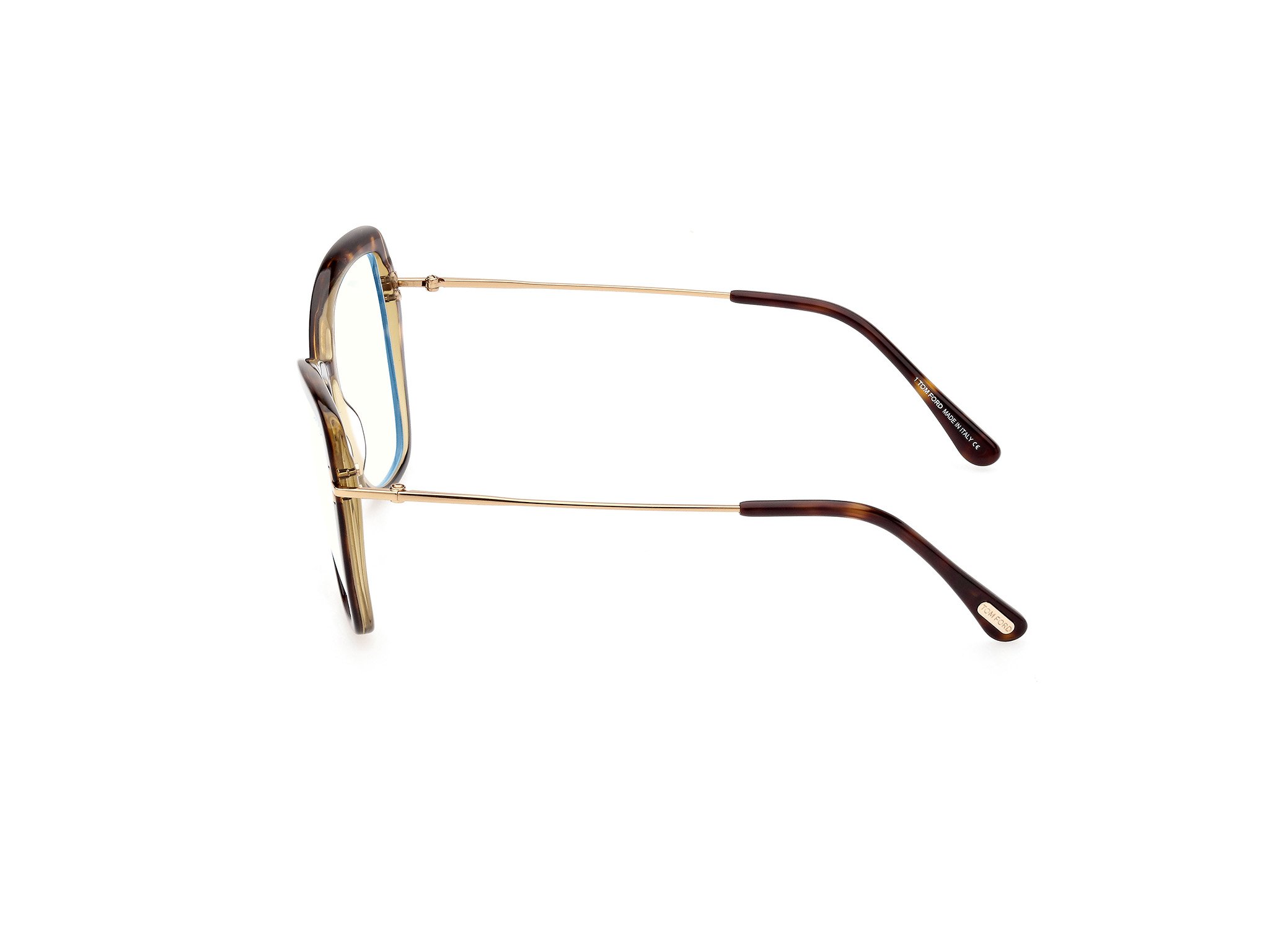 Das Bild zeigt die Korrektionsbrille FT5882-B 056 von der Marke Tom Ford in havanna/gold.