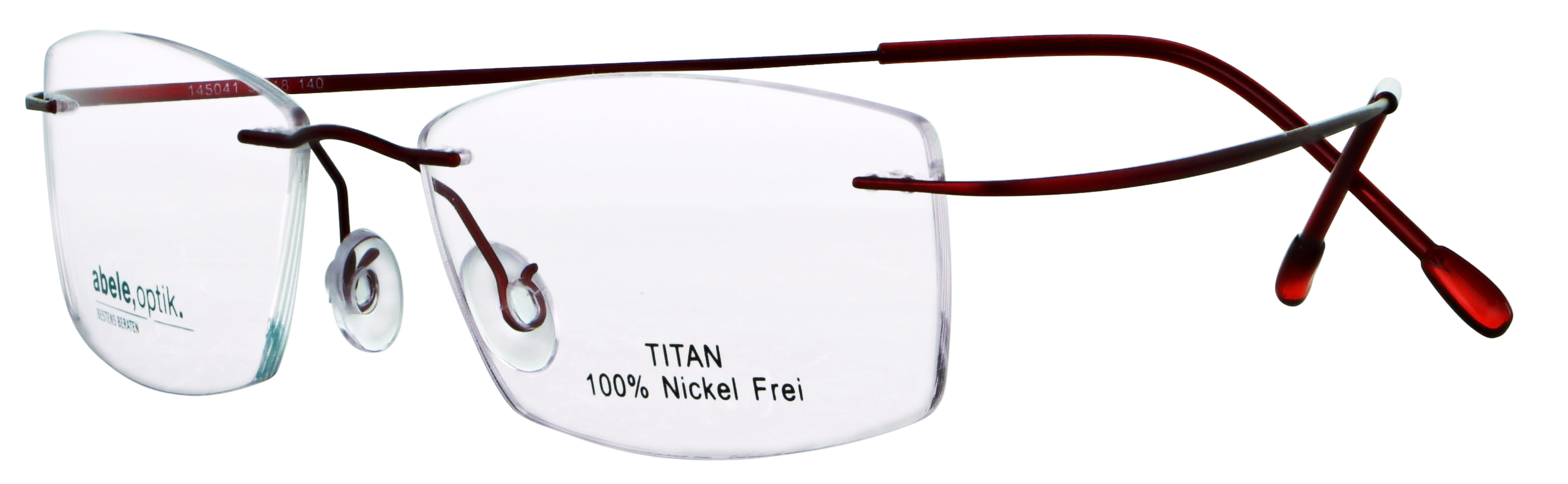 Das Bild zeigt die Korrektionsbrille 145041 von der Marke Abele Optik in weinrot.