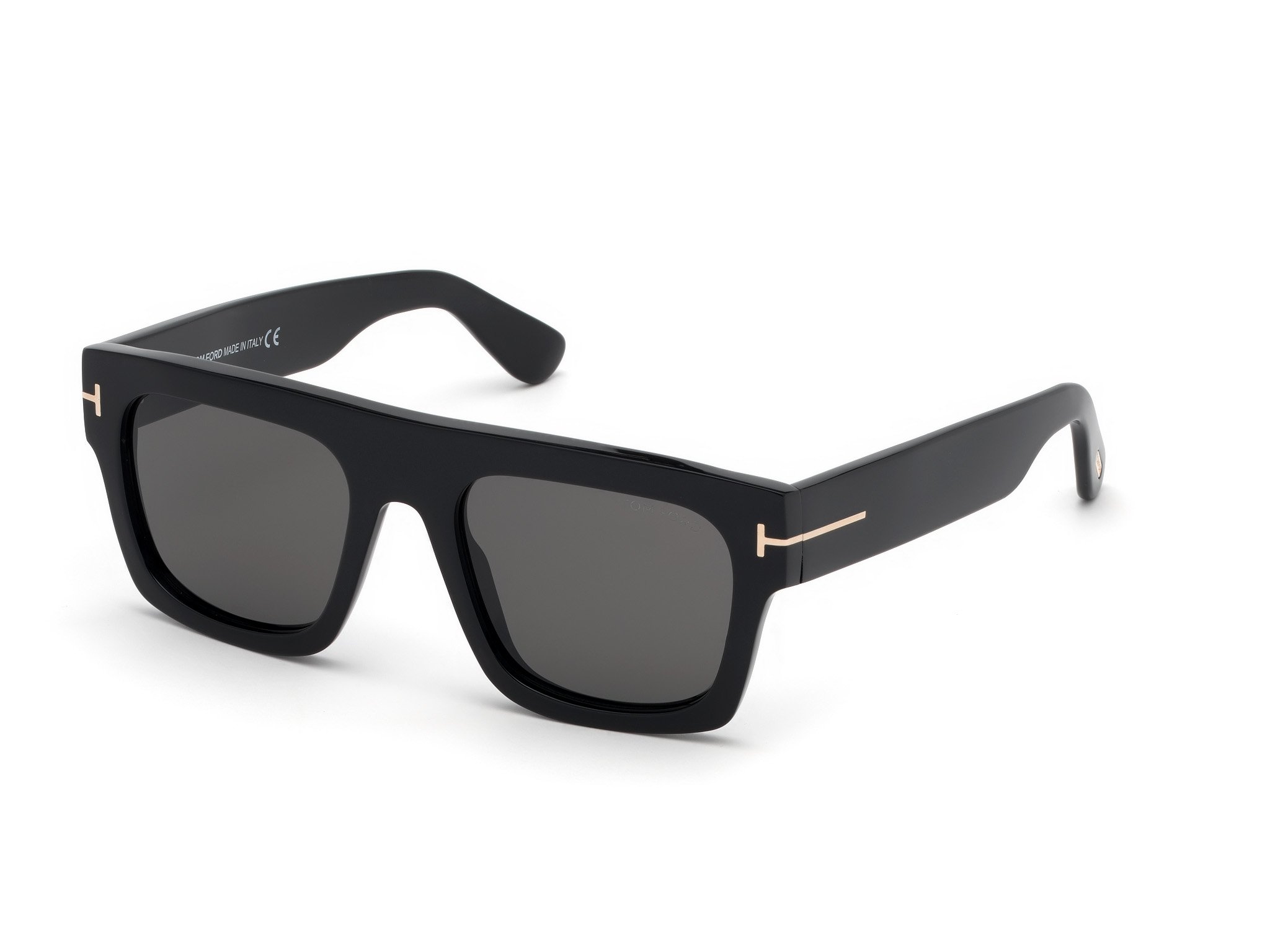 Das Bild zeigt die Sonnenbrille FT0711 der Marke Tom Ford in schwarz von der Seite.