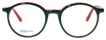 Das Bild zeigt die Brille 149101 von der Marke Abele Optik in dunkelgrün/orange