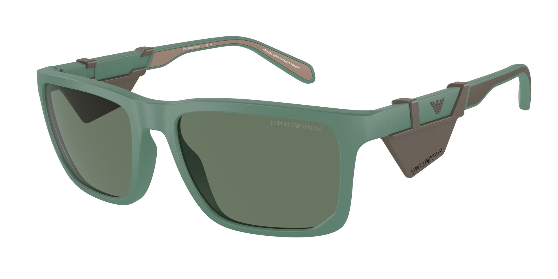 Das Bild zeigt die Sonnenbrille EA4219 610276 von der Marke Emporio Armani in Matt grün.