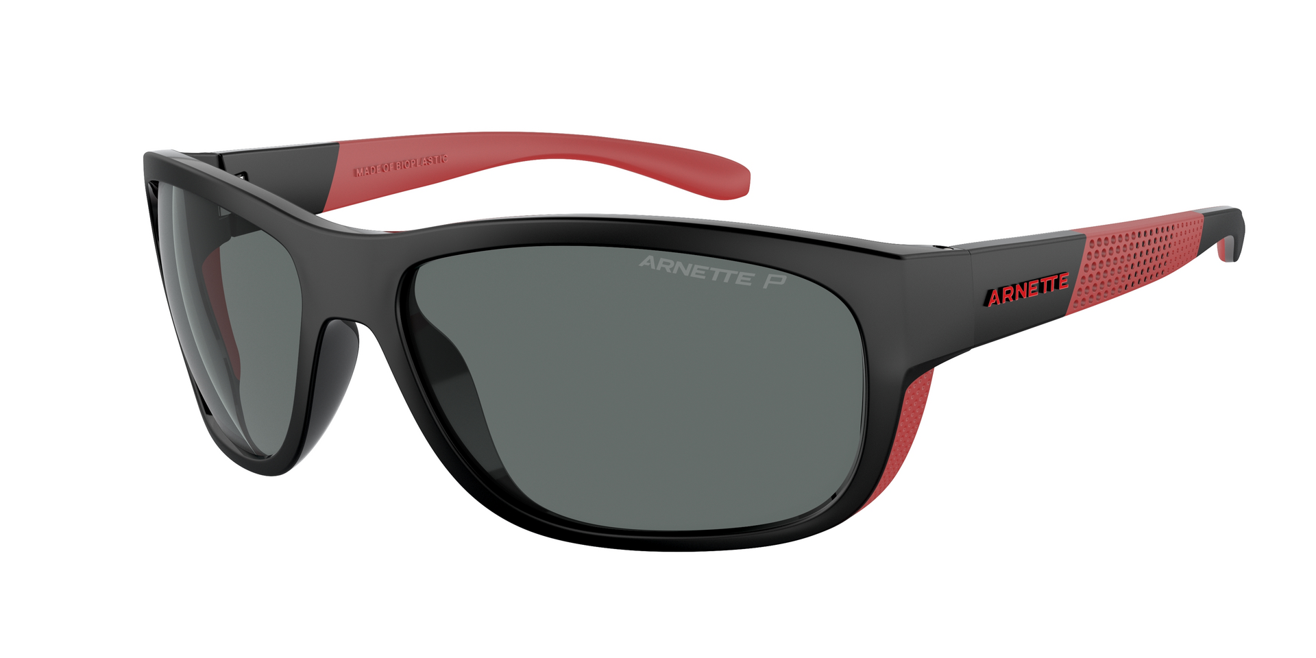 Das Bild zeigt die Sonnenbrille AN4337 275381 von der Marke Arnette in schwarz/rot.