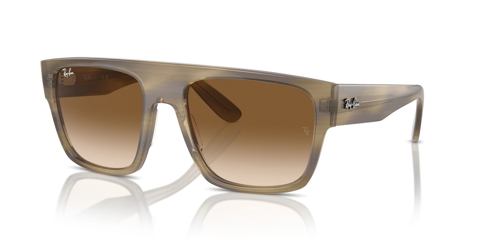 Das Bild zeigt die Sonnenbrille RB0360S 140551 von der Marke Ray-Ban in Grün gestreift.