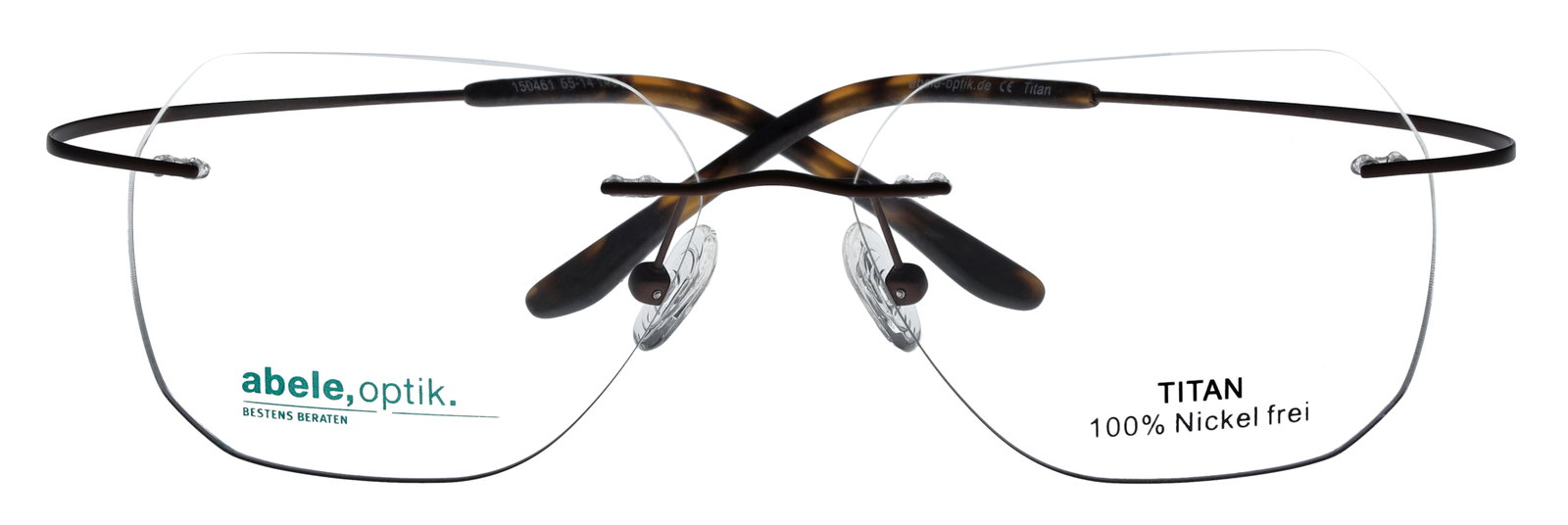 Das Bild zeigt die Titanbrille 150461 von der Marke Abele Optik in dunkelbraun matt