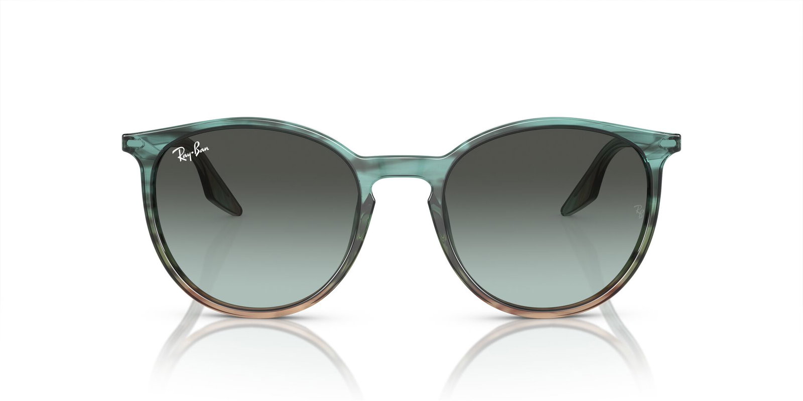 Das Bild zeigt die Sonnenbrille RB2204 1394GK von der Marke Ray-Ban in Beige & Grün gestreift.