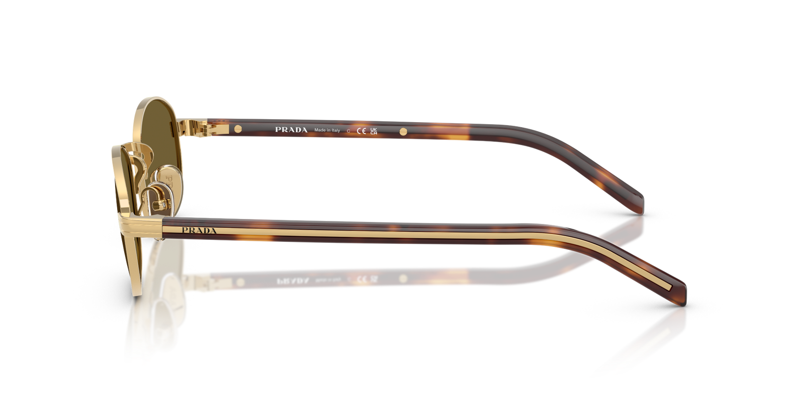 Auf diesem Bild sehen Sie die Sonnenbrille 0PR B53S von Prada in der Farbe Gold.