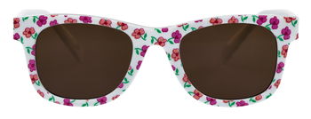Das Bild zeigt die Sonnenbrille 722094 von der Marke Abele Optik in Weiß Blumen.