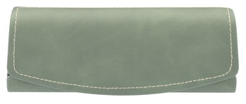 Das Bild zeigt das geschlossene Brillenetui Cello in grün von vorne.