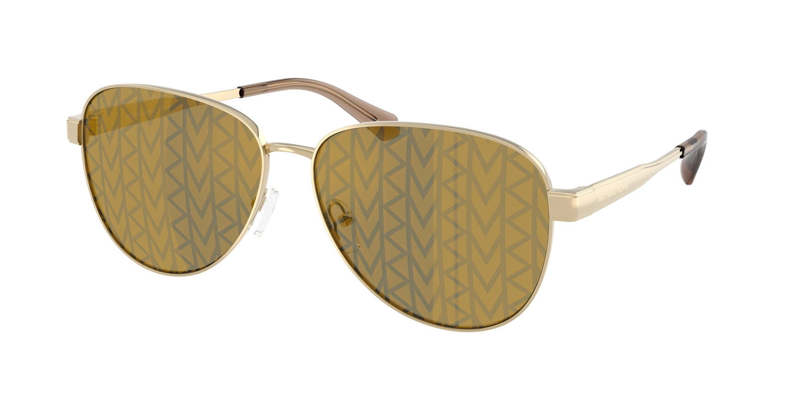Das Bild zeigt die Sonnenbrille MK1160 von Michael Kors in der Farbe Gold.