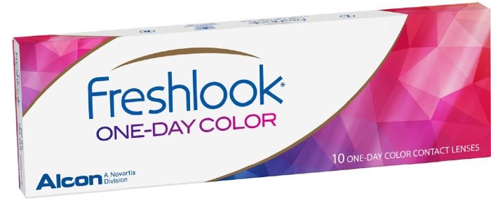 Das Bild zeigt die Verpackung der farbigen Kontaktlinse FreshLook One Day Color.