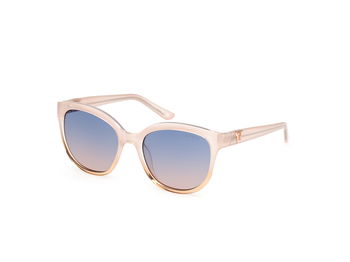 Das Bild zeigt die Sonnenbrille GU7877 57B von der Marke Guess in beige transparent.