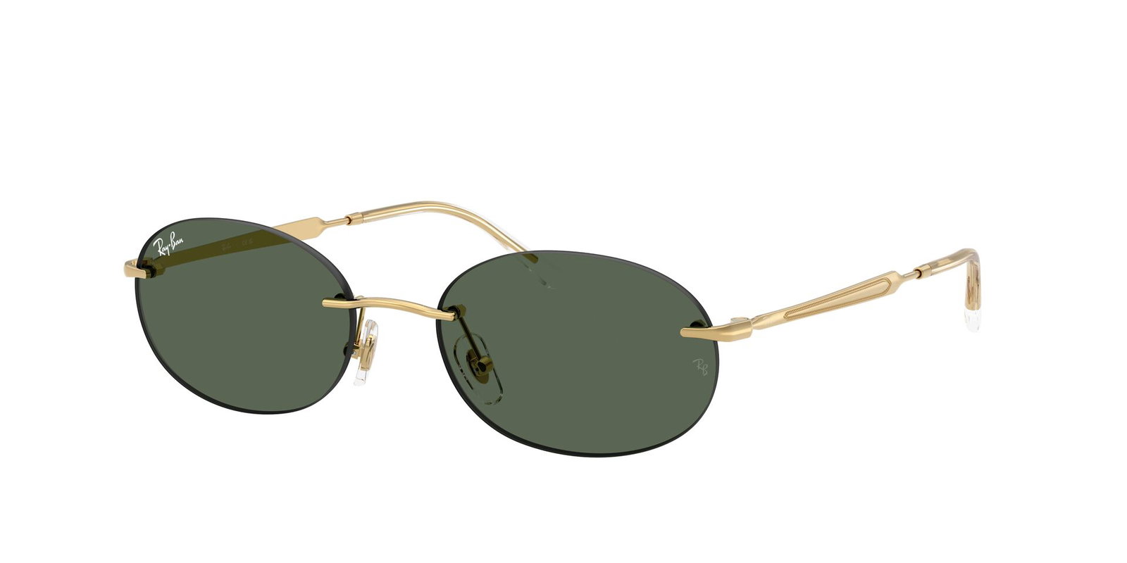 Das Bild zeigt die Ray Ban Sonnenbrille RB3767 in Gold mit grünen Verlaufsgläsern von seitlich.