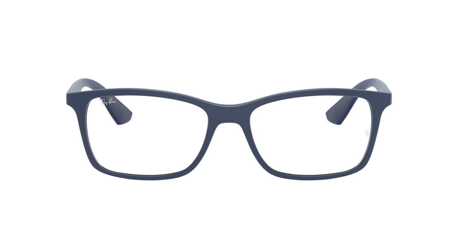 Das Bild zeigt die Korrektionsbrille RX7047 von Ray Ban in Blau matt von vorne.