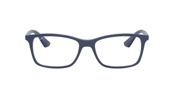 Das Bild zeigt die Korrektionsbrille RX7047 von Ray Ban in Blau matt von vorne.