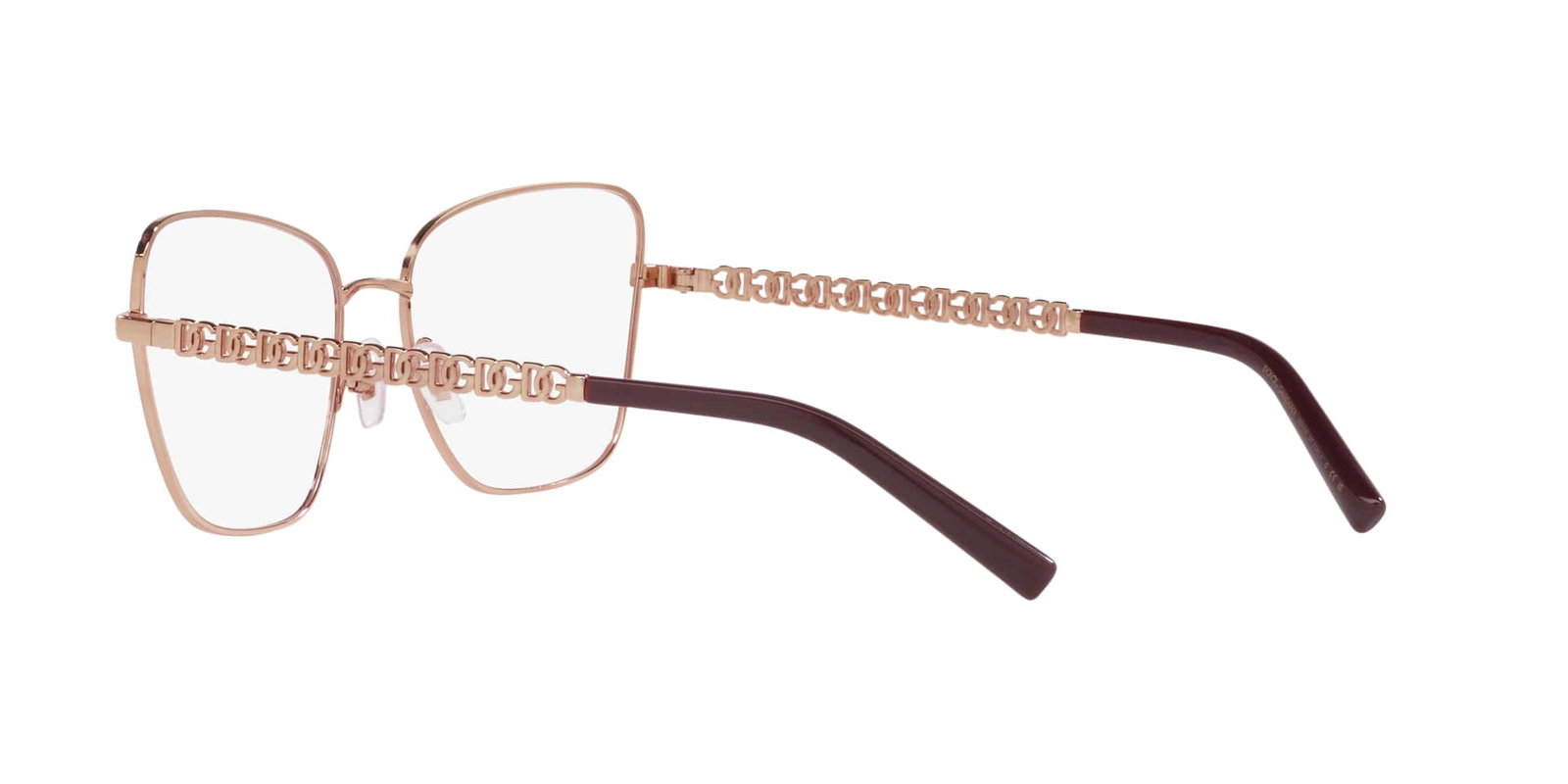 Das Bild zeigt die Korrektionsbrille DG1346 1333 von der Marke D&G in bordeaux-gold.