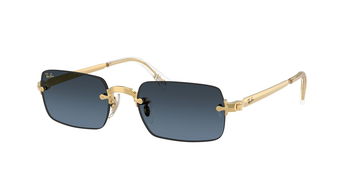 Das Bild zeigt die Ray Ban Sonnenbrille RB3928 in Gold mit blauen Verlaufsgläsern von seitlich.