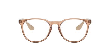 Das Bild zeigt die Korrektionsbrille RX7046 von Ray Ban in Nude von vorne.