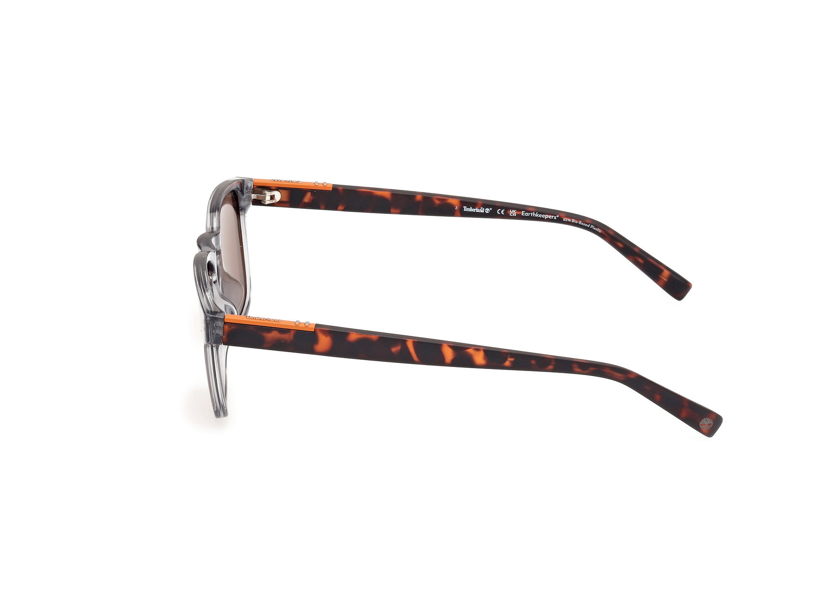 Das Bild zeigt die Sonnenbrille TB00007 20H von der Marke Timberland in Grau/Dunkelhavanna.