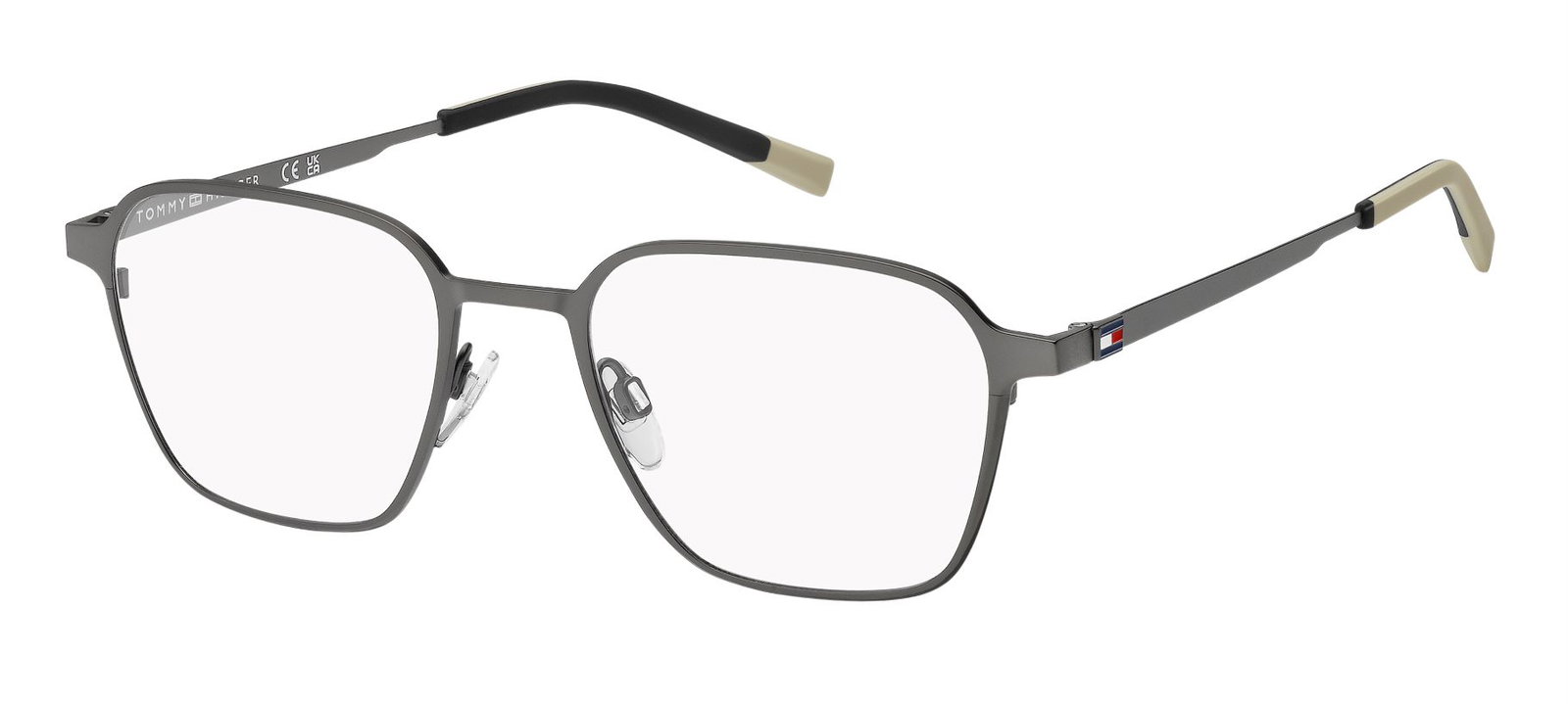 zu sehen ist eine Korrektionsbrille von Tommy Hilfiger in der Farbe Grau.