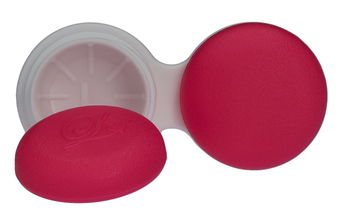Kontaktlinsenbehälter flach in pink/weiß