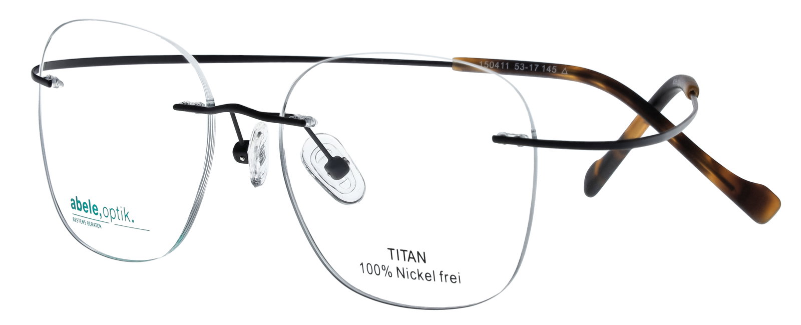 Titanbrille für Damen randlos schwarz matt 150411