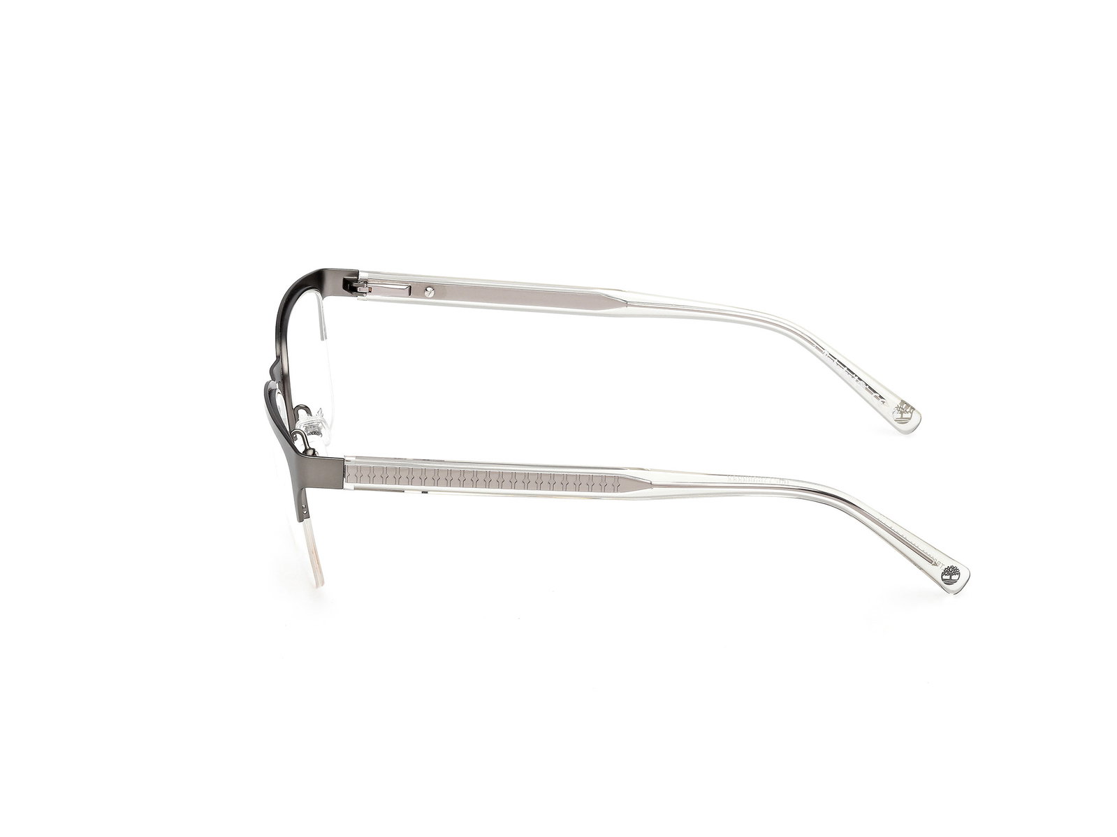 Das Bild zeigt die Timberland Brille TB50083 in Gun matt von der Seite.