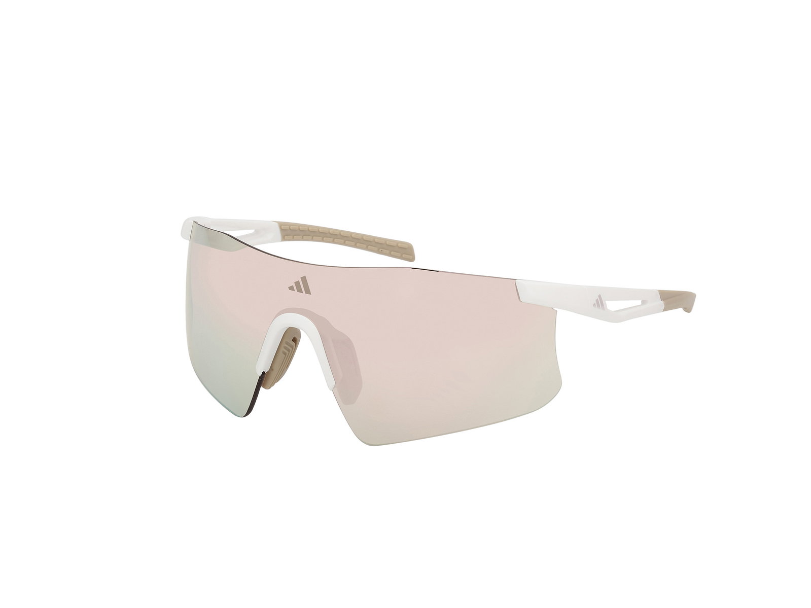 Das Bild zeigt die Adidas Sport Sonnenbrille Kaphiros SP0122 in matt weiß leicht seitlich.
