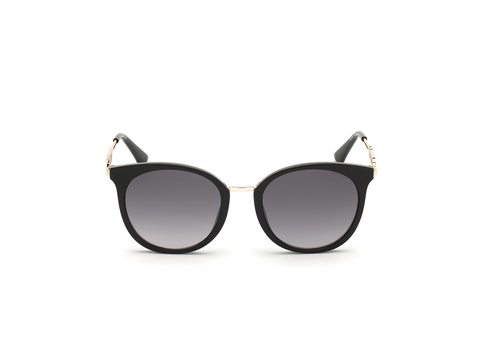 Das Bild zeigt die Sonnenbrille GU7645 von Guess in der Farbe Schwarz.