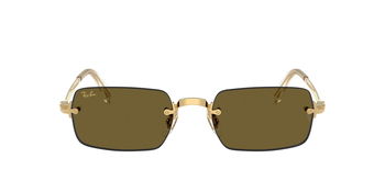 Das Bild zeigt die Ray Ban Sonnenbrille RB3928 in Gold mit dunkelbraunen Gläsern von vorne.
