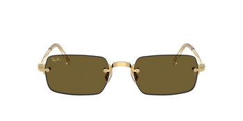 Das Bild zeigt die Ray Ban Sonnenbrille RB3928 in Gold mit dunkelbraunen Gläsern von vorne.