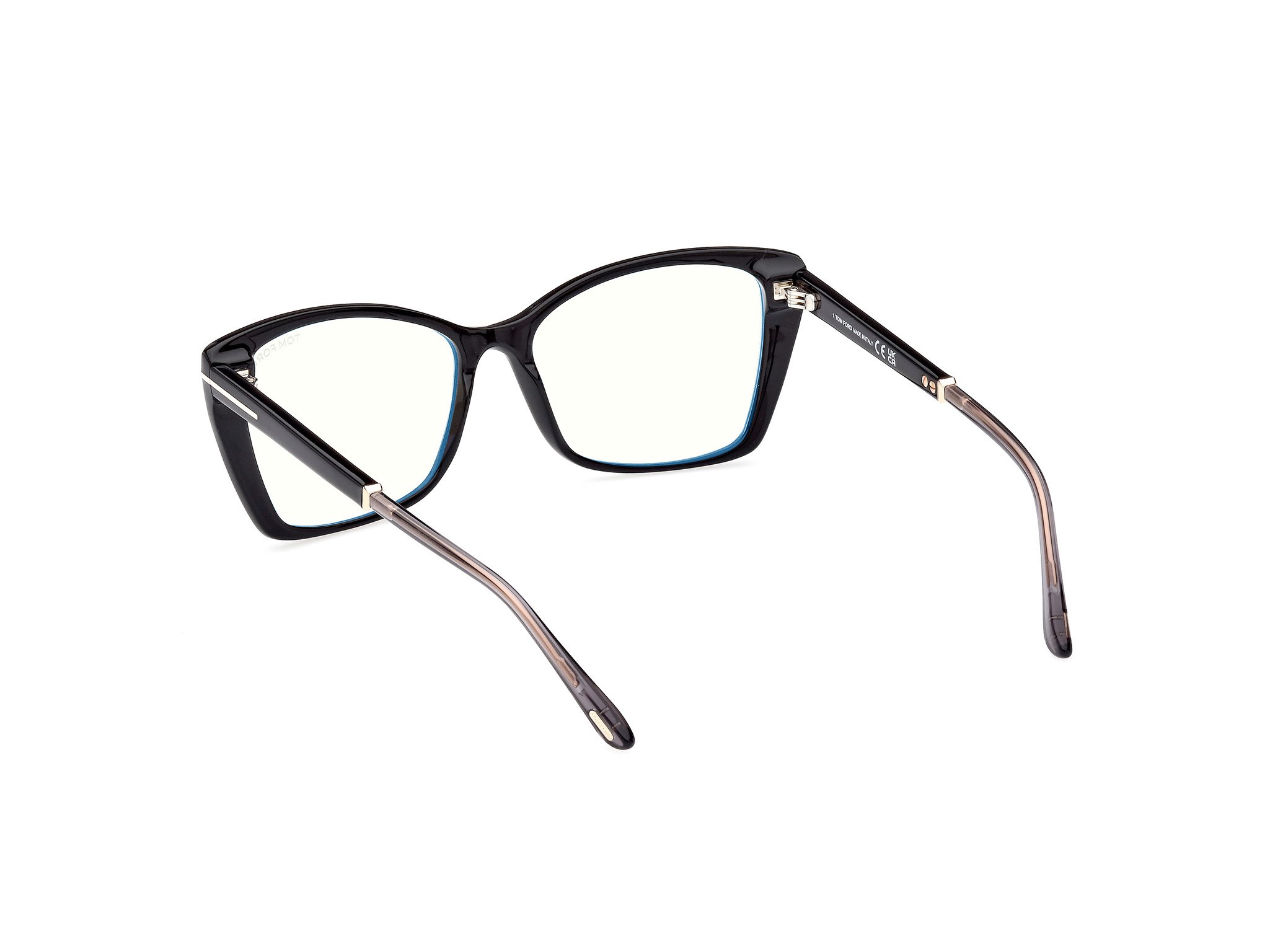 Das Bild zeigt die Korrektionsbrille FT5893-B 001 von der Marke Tom Ford in schwarz.